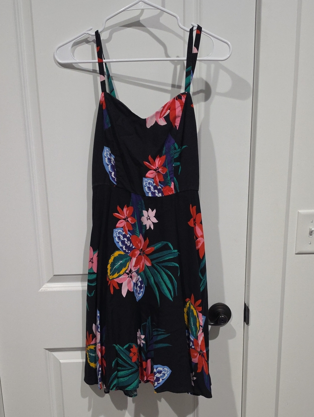 Old Navy Black Tropical Floral Mini Dress